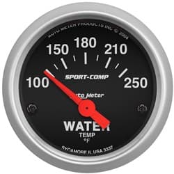 SPORT-COMP 2-1/16" WATER TEMP 100-250°F, SHORT SWEEP ELECT. AUTO METER - 3337
