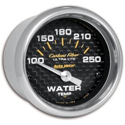 CARBON FIBER 2-1/16 WATER TEMP 100-250°F, SHORT SWEEP ELECT. AUTO METER - 4737